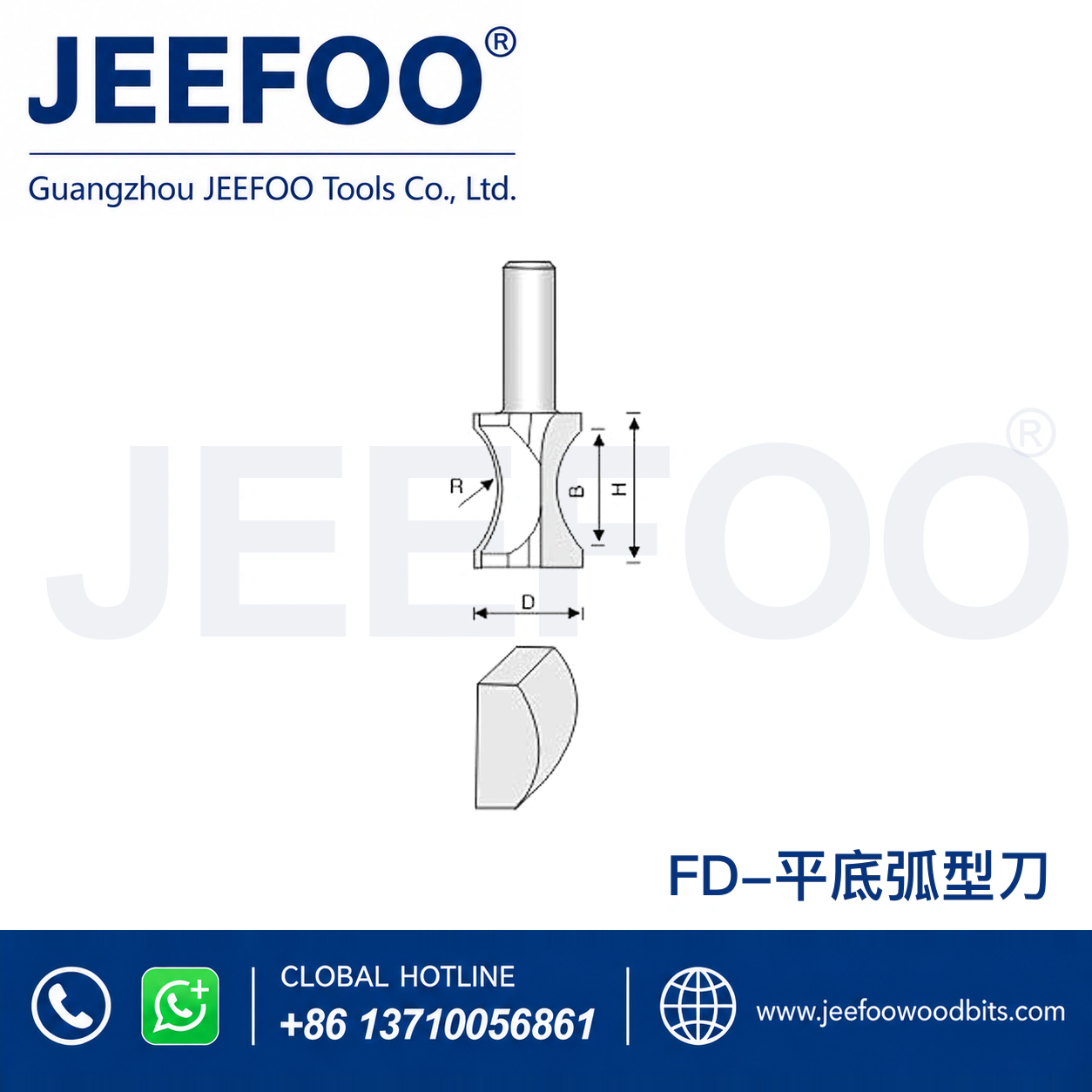 FD Convex Semi-Round Router Bit for Raised Edge Profiles