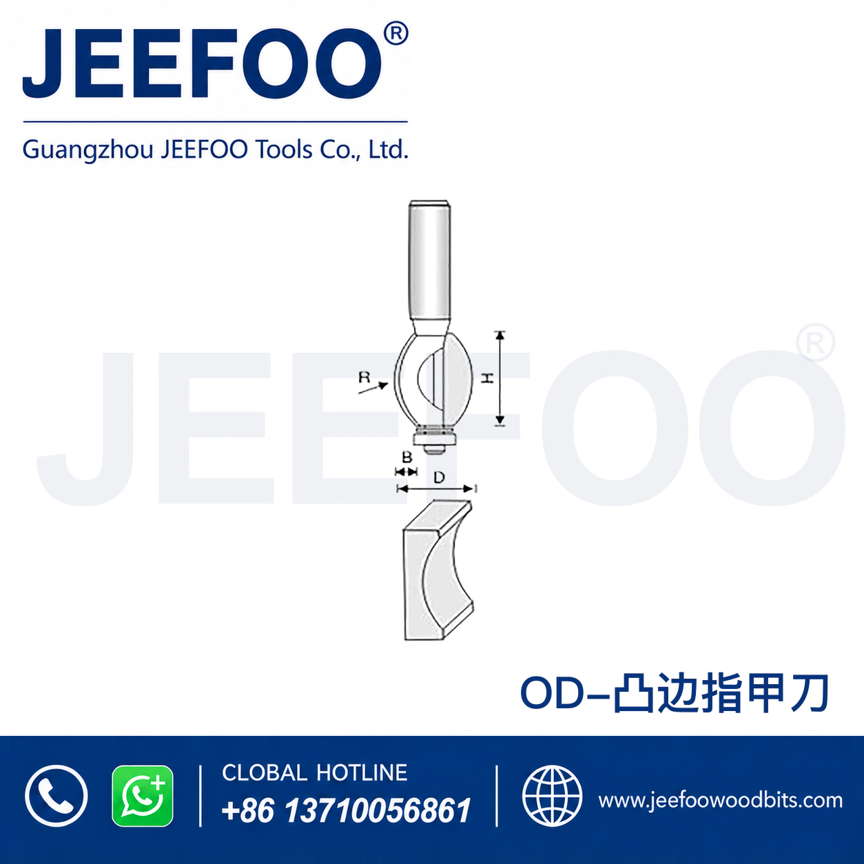OD Fingernail-Shaped Line Router Bit for Recessed Decorative Grooves