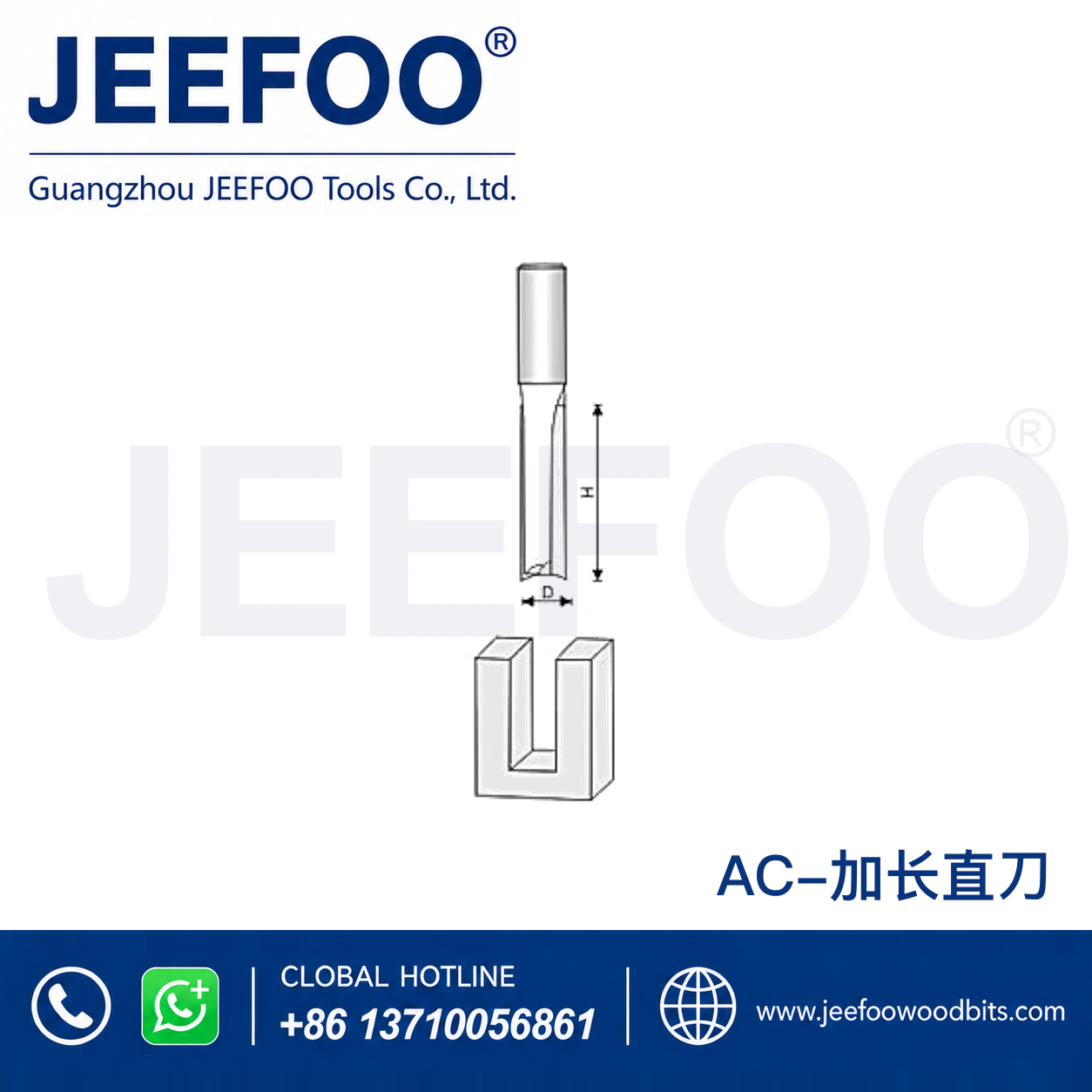 AC Extended-Length Straight Router Bit for Deep Grooves
