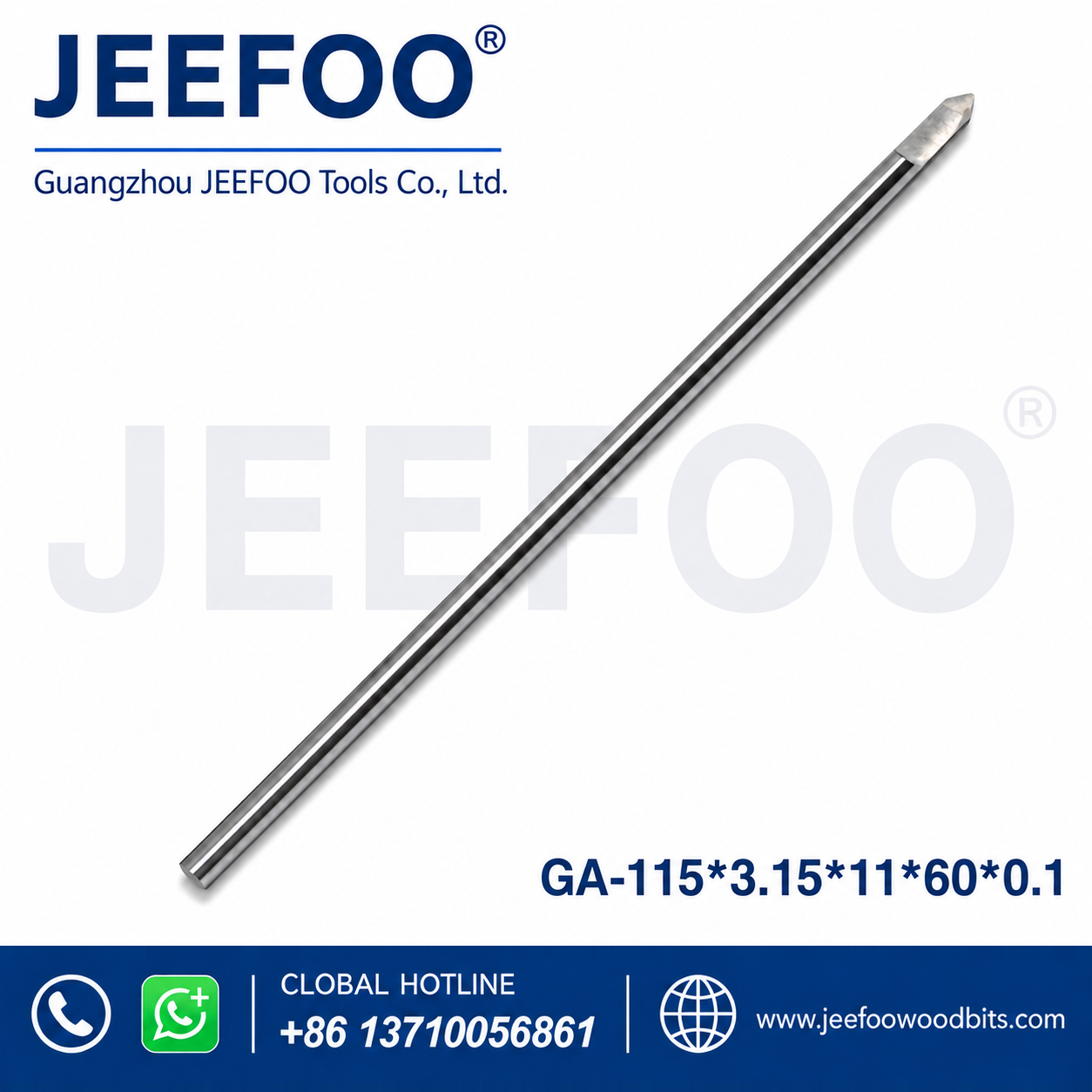 GA-115L x 3.15 mm Shank x 11H x 60° x 0.1 mm Extended Flat-Bottom Engraving Cutter