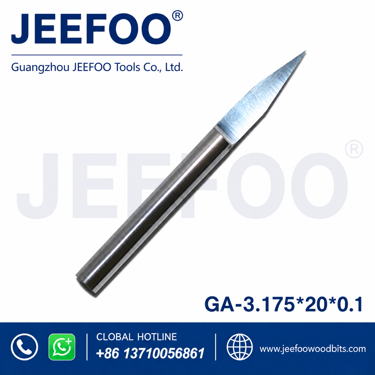 GA-3.175 x 20° x 0.1 mm Sharp V-Shape Flat-Bottom Cutter for Woodworking Engraving