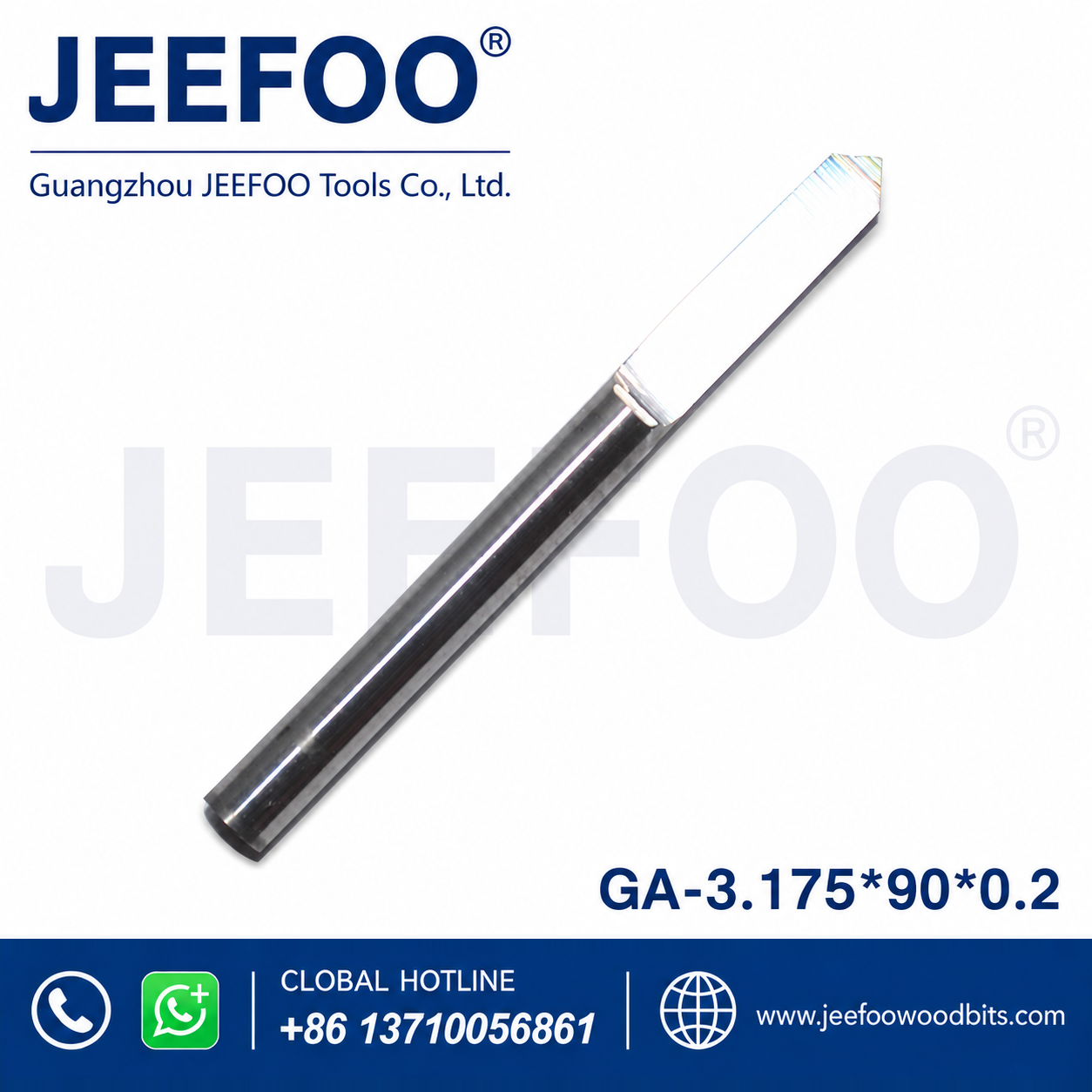 GA-3.175 x 90° x 0.2 mm High-Angle Flat-Bottom Carbide Router Bit for 3D Woodworking Relief