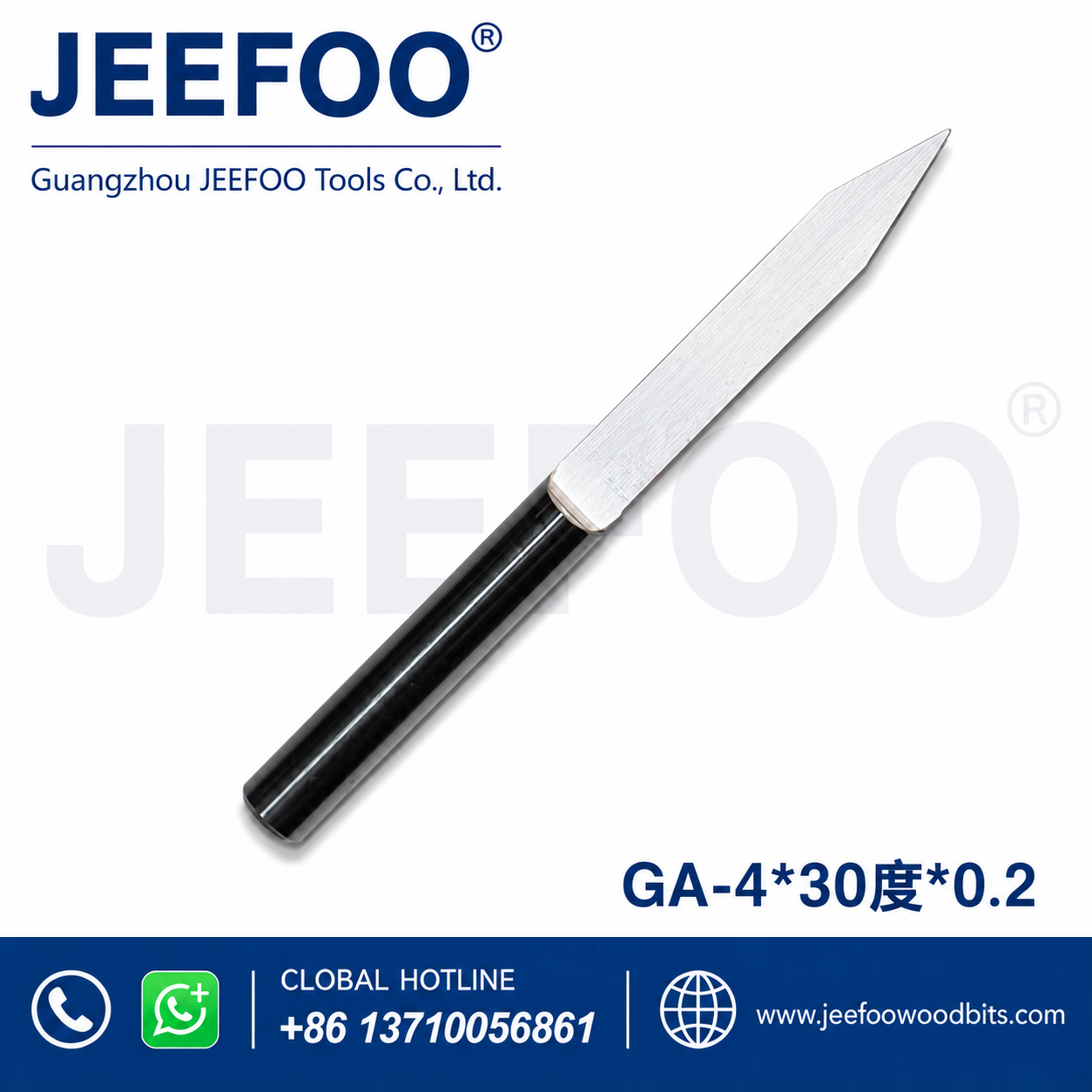 GA-4 x 30° x 0.2 mm Flat-Bottom Wood Engraving Router Bit for Clean V-Profile Machining