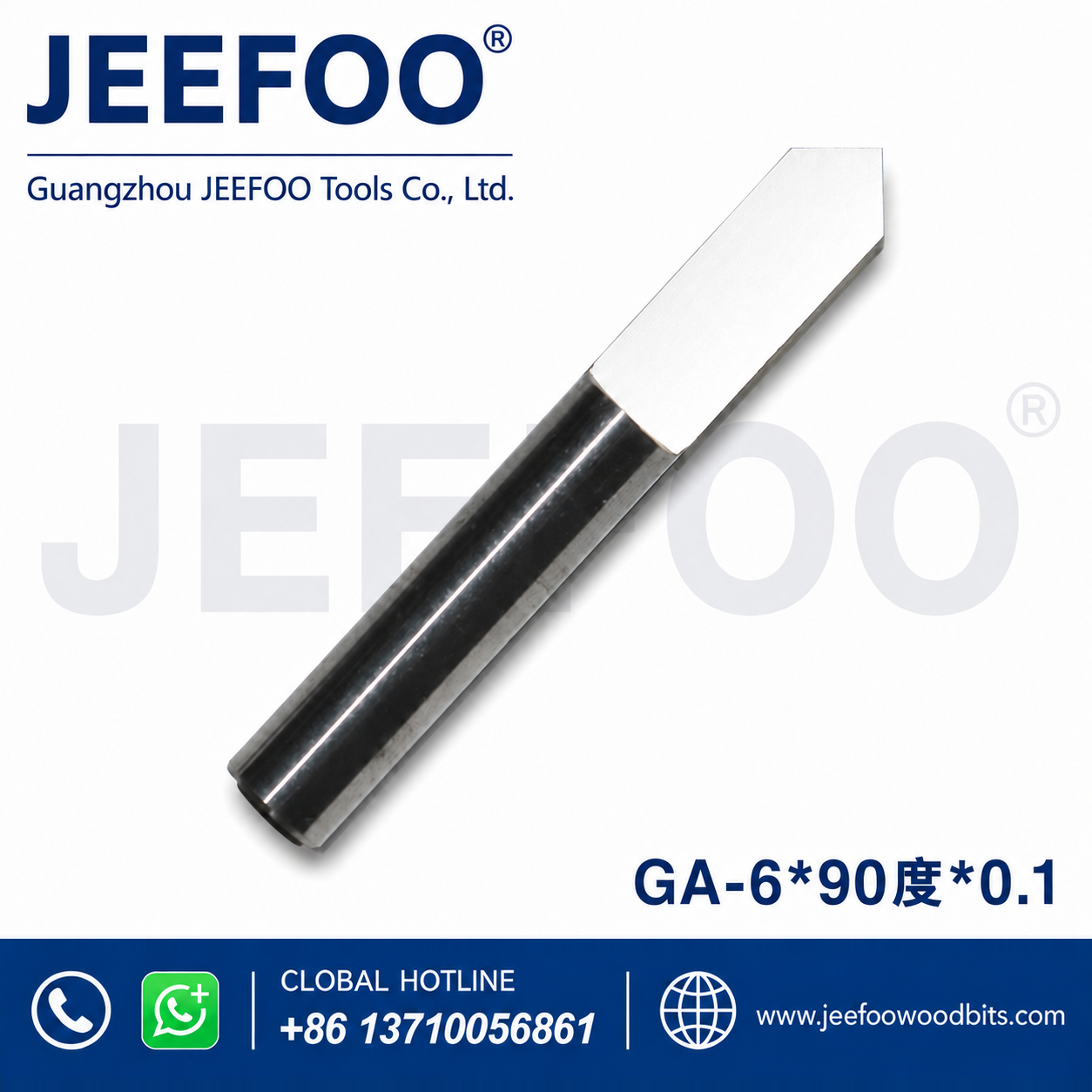 GA-6 x 90° x 0.1 mm Flat-Bottom Engraving Router Bit for Precise CNC Relief Machining