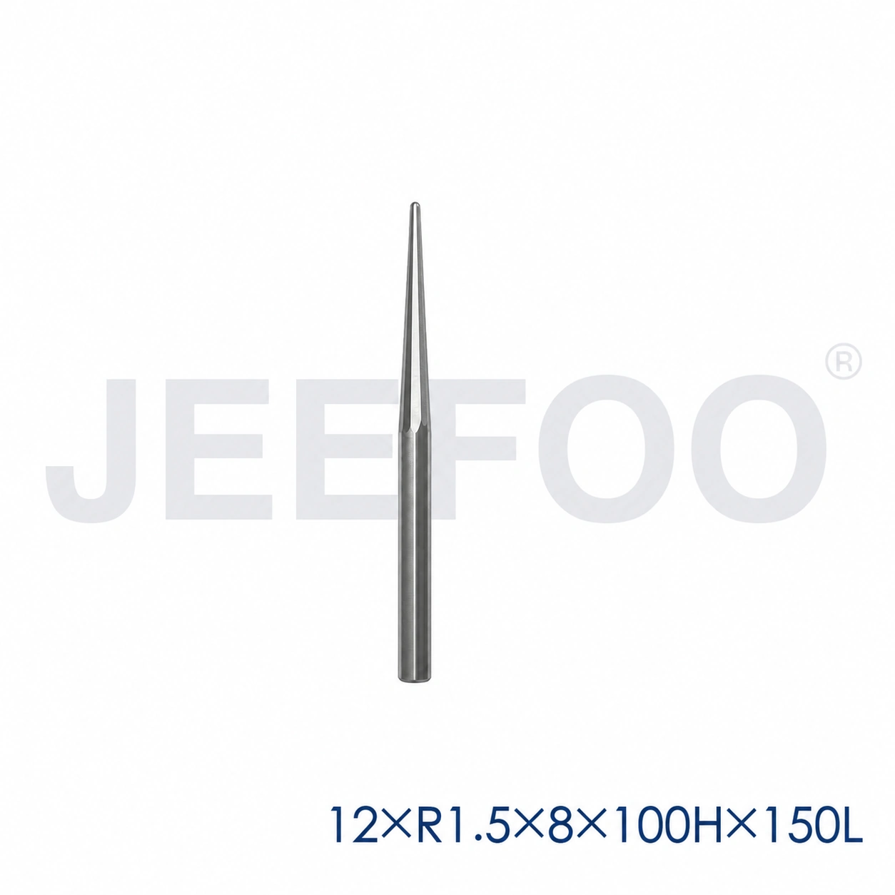 GC-12 x R1.5 x 8° x 100H x 150L Heavy-Duty Taper Ball End Mill for Wood Relief product detail 1