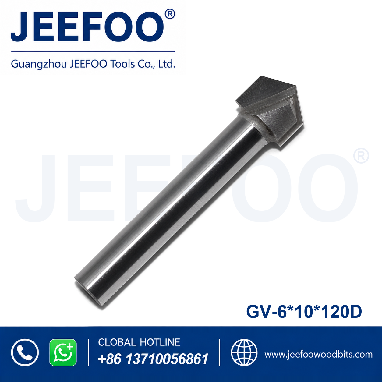 GV-6 x 10 x 120° Solid Carbide Groove Woodworking Tool / 3D V-Shape Router Bit for MDF, Acrylic and PVC CNC Router Engraver