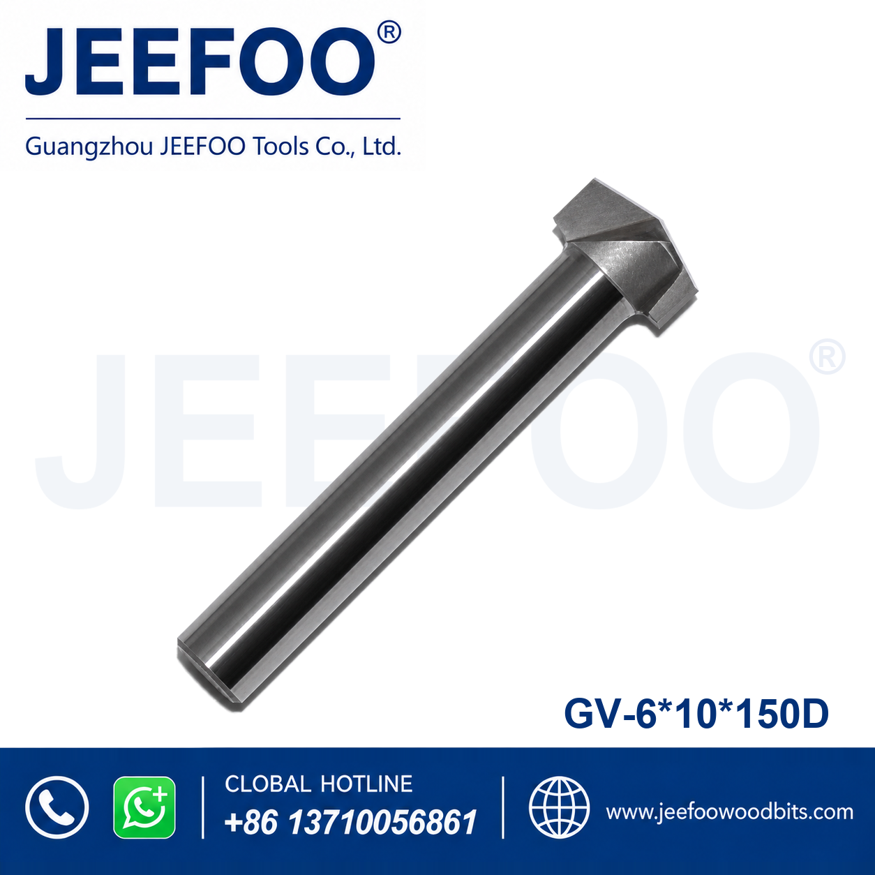 GV-6 x 10 x 150° Solid Carbide Groove Woodworking Tool / 3D V-Shape Router Bit for MDF, Acrylic and PVC CNC Router Engraver