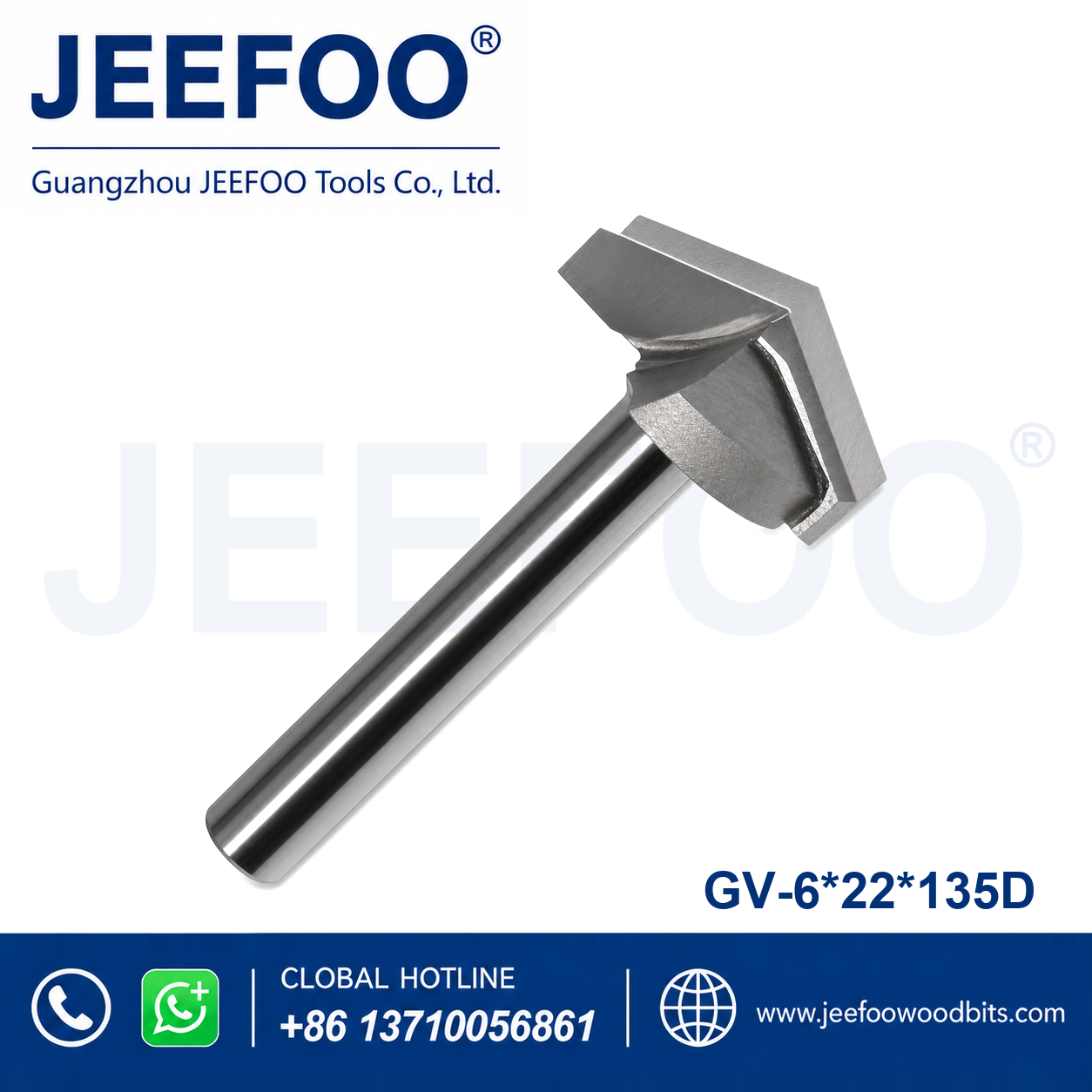 GV-6 x 22 x 135° Solid Carbide Groove Woodworking Tool / 3D V-Shape Router Bit for MDF, Acrylic and PVC CNC Router Engraver