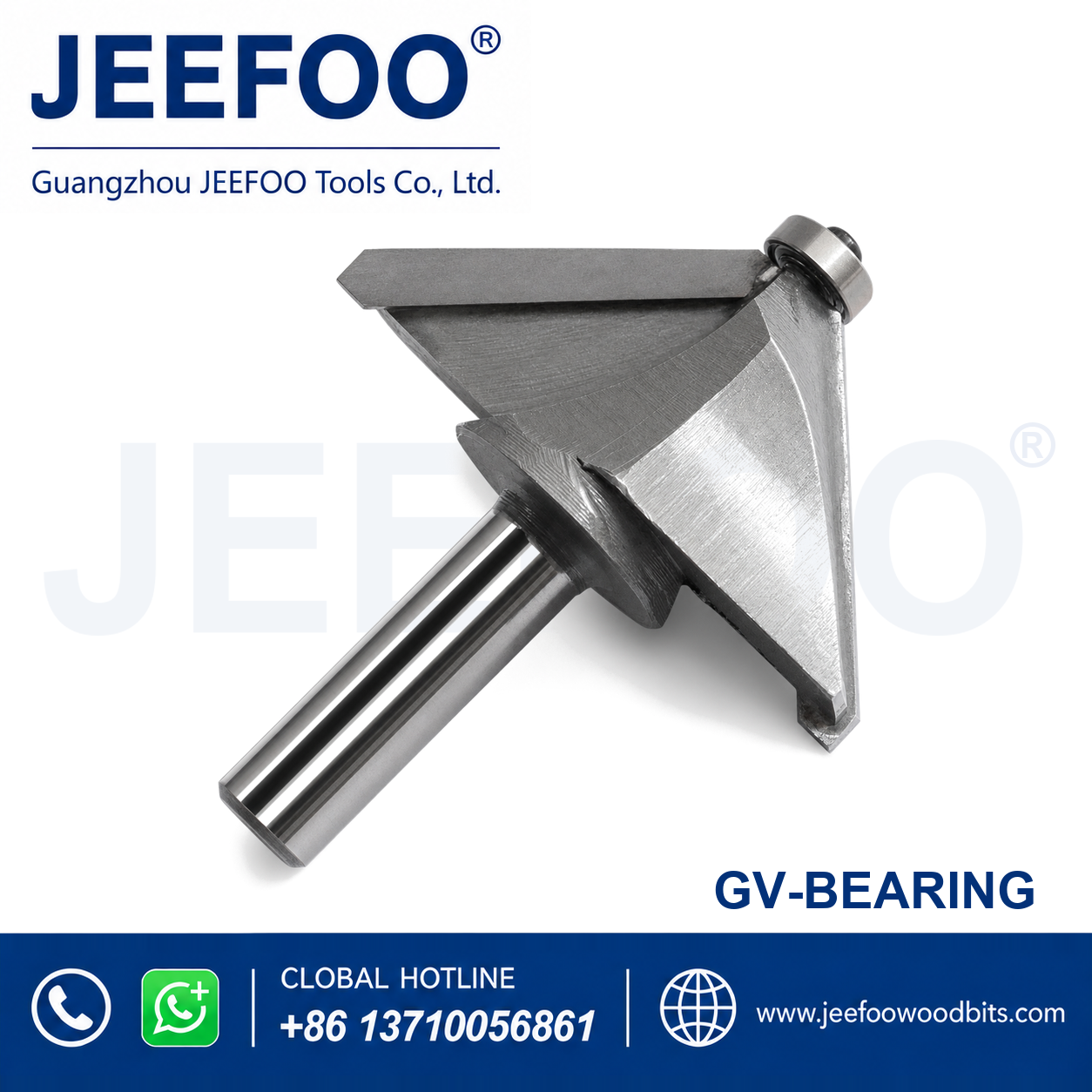 GV With-Bearing Solid Carbide Groove Woodworking Tool / 3D V-Shape Router Bit for MDF, Acrylic and PVC CNC Router Engraver